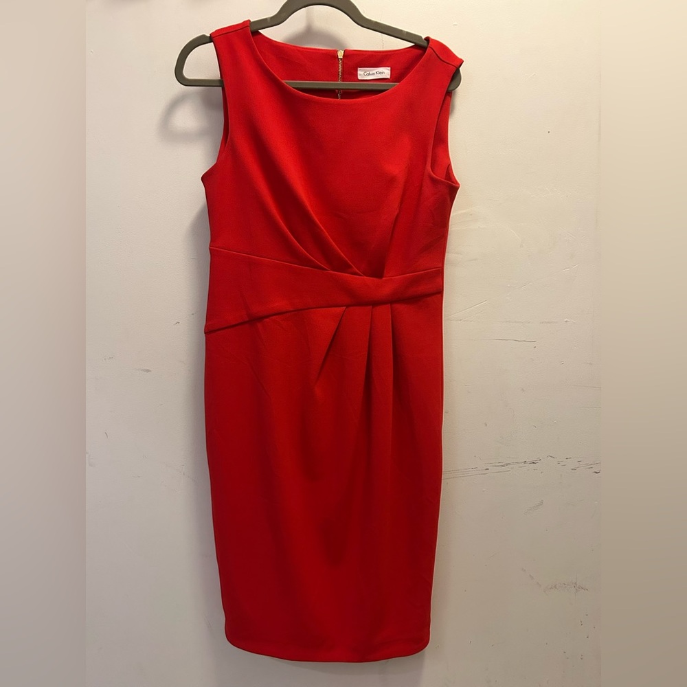 Calvin Klein Red Backless Sheath Dress